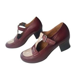 Miz Mooz Leather Heeled Mary Janes – Fancie Bordeaux EU 39 (US 8.5-9)
